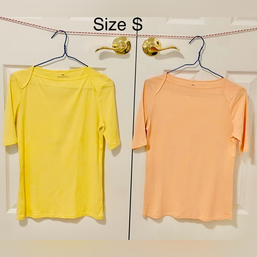 Talbots Short Sleeve Tees in Sunny Yellow and Soft Peach Set of 2